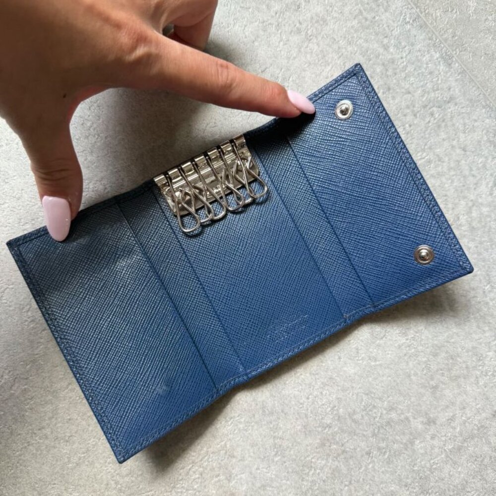 Prada Triangle 6 Continuous Key Case Saffiano Lea… - image 4